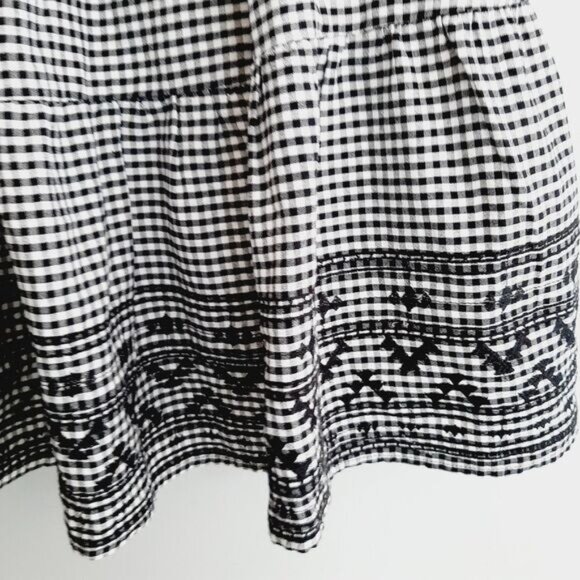 OLD NAVY | Tiered Gingham Swing Mini Dress w Pockets Babydoll Checkered B&W L P - Picture 6 of 16
